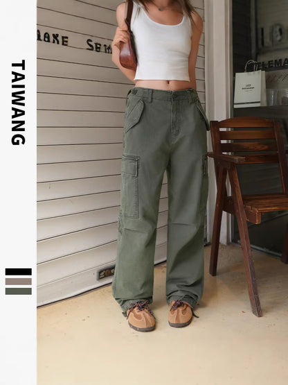 Unisex Pleated Multi-Pocket Cargo Pants