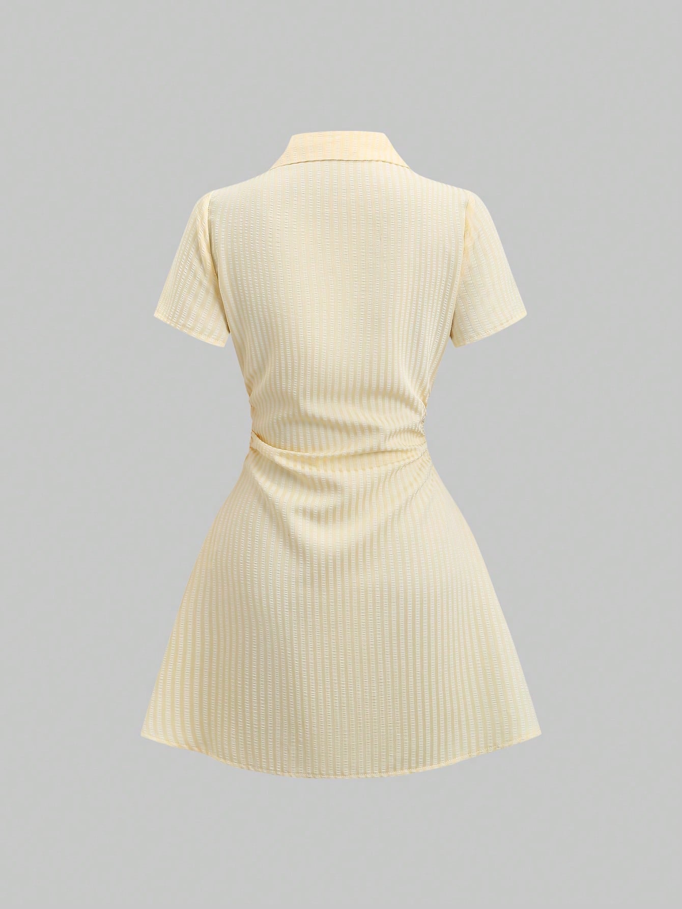 Women’s Puff Sleeve V-Neck Pleated Shirt Dress