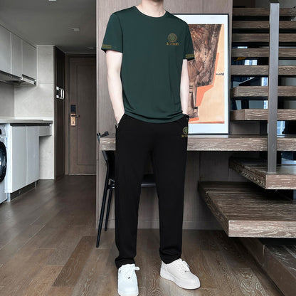 Men’s Ice Silk Short Sleeve Sports Set