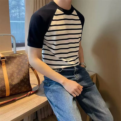 Men’s Color-Block Striped Knit T-Shirt