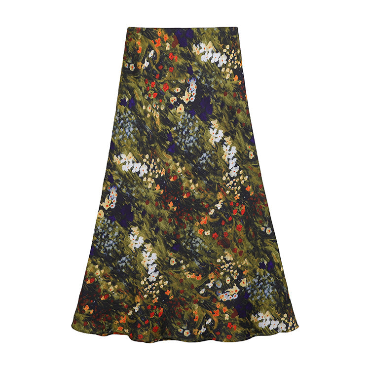 Women’s Acetate Satin Green Midi Mermaid Skirt