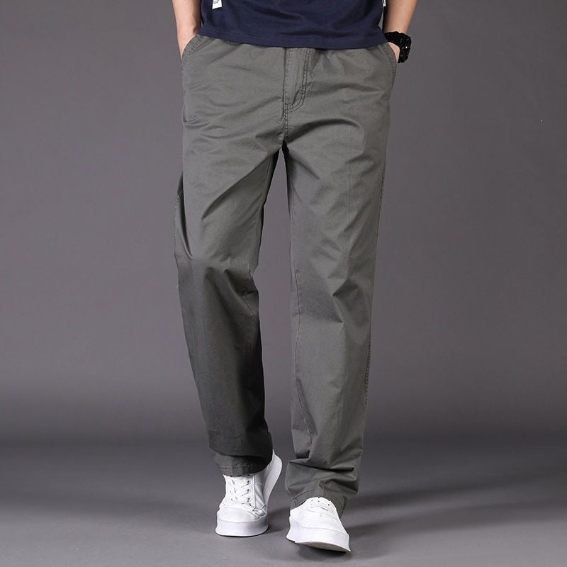 Men’s Plus Size Pure Cotton Straight-Leg Casual Pants