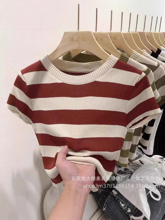 Women’s Ice Silk Striped Knit Top