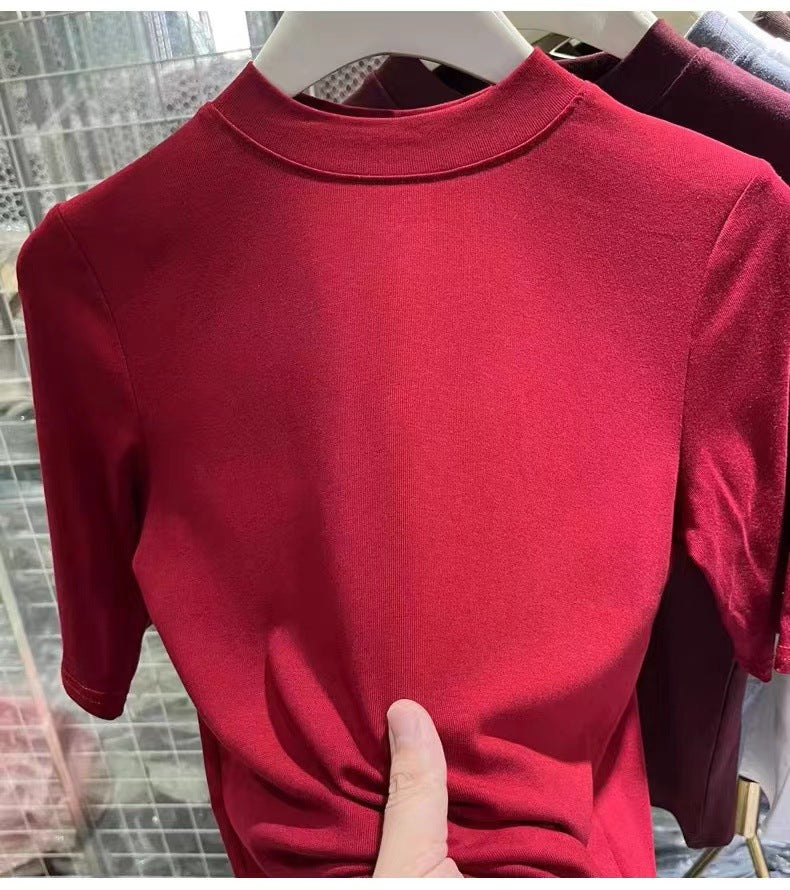 Women’s Stretch Cotton Half High-Neck Mid Sleeve Base Shirt