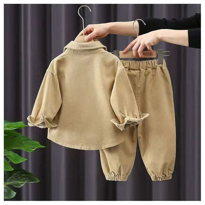 Boys’ Korean Style Corduroy Two-Piece Set