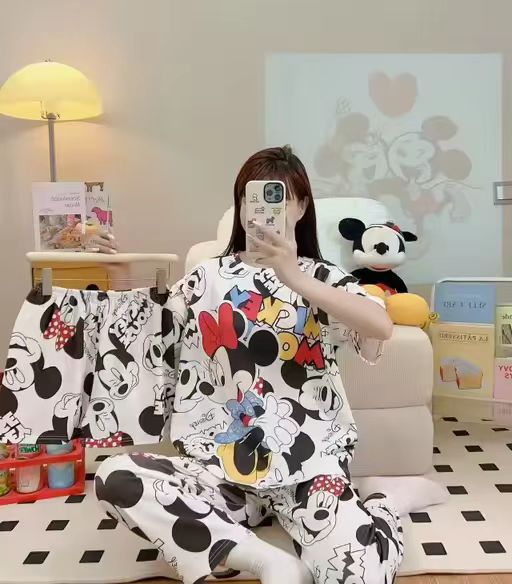 Women’s Double-Sided Milk Silk Cartoon Pajama Set (3-Piece)