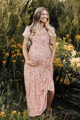 Women’s Floral Chiffon Maternity & Nursing Maxi Dress