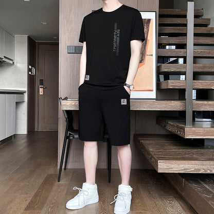 Men’s Ice Silk Short Sleeve & Shorts Sports Set
