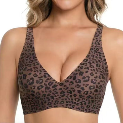 Women’s Leopard Print Seamless Wireless Full Cup Bra