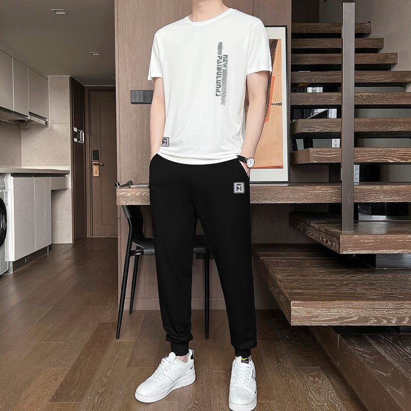 Men’s Ice Silk Short Sleeve & Shorts Sports Set