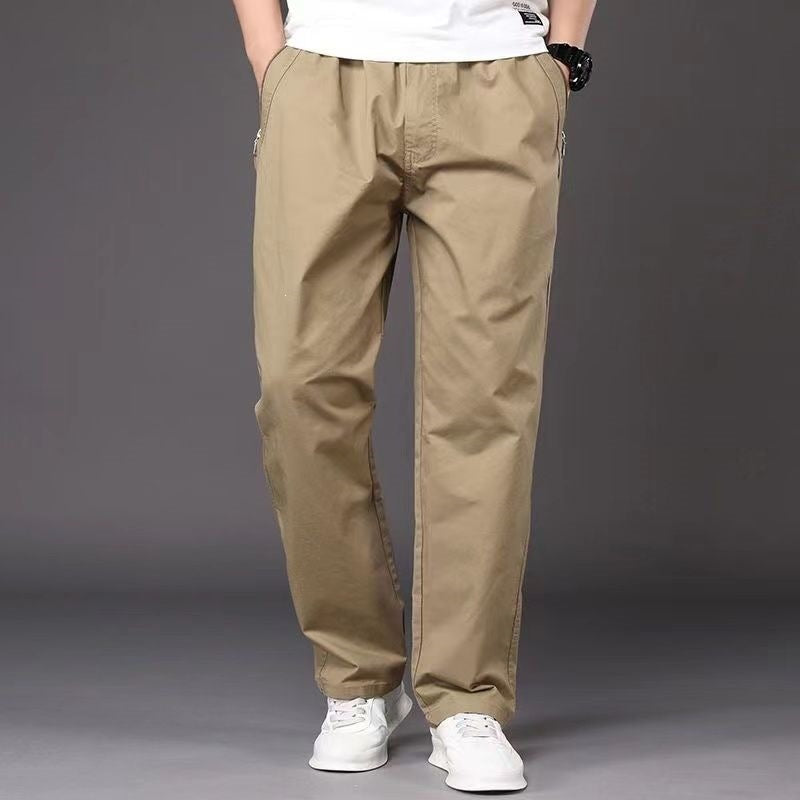 Men’s Plus Size Pure Cotton Straight-Leg Casual Pants