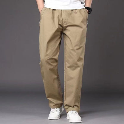 Men’s Plus Size Pure Cotton Straight-Leg Casual Pants