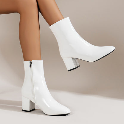 Women’s Plus Size Square-Toe High Heel Ankle Boots