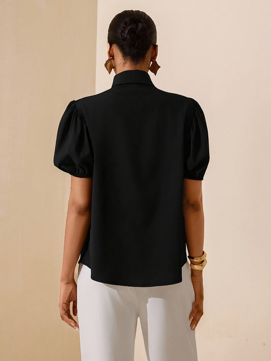Women’s Elegant French Short-Sleeve Shirt