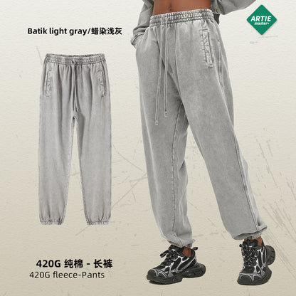 Men’s Retro Washed Batik Distressed Sweatpants