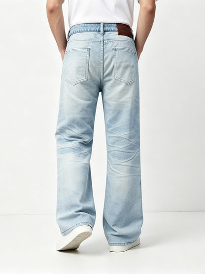 Men’s Washed Solid Color Denim Jeans