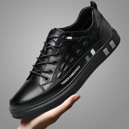 Men’s White Crocodile-Print Casual Sneakers