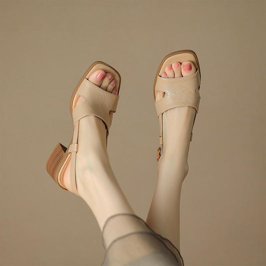 Women’s Vintage Square-Toe Chunky Heel Sandals