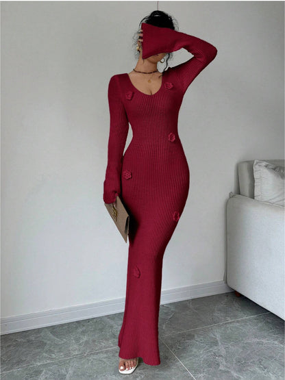 Women’s V-Neck Knit Mermaid Bodycon Dress