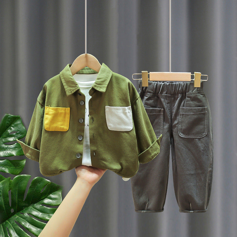 Boys’ Korean Style 3-Piece Spring Outfit Set