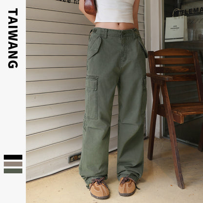 Unisex Pleated Multi-Pocket Cargo Pants