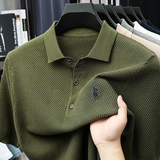 Men’s Ice Silk Embroidered Polo Shirt