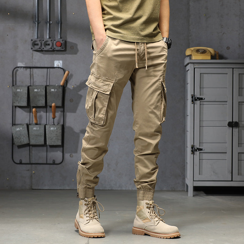 Men’s Japanese-Style Washed Cotton Cargo Pants
