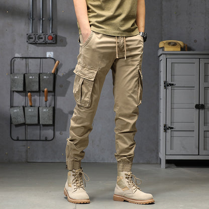 Men’s Japanese-Style Washed Cotton Cargo Pants