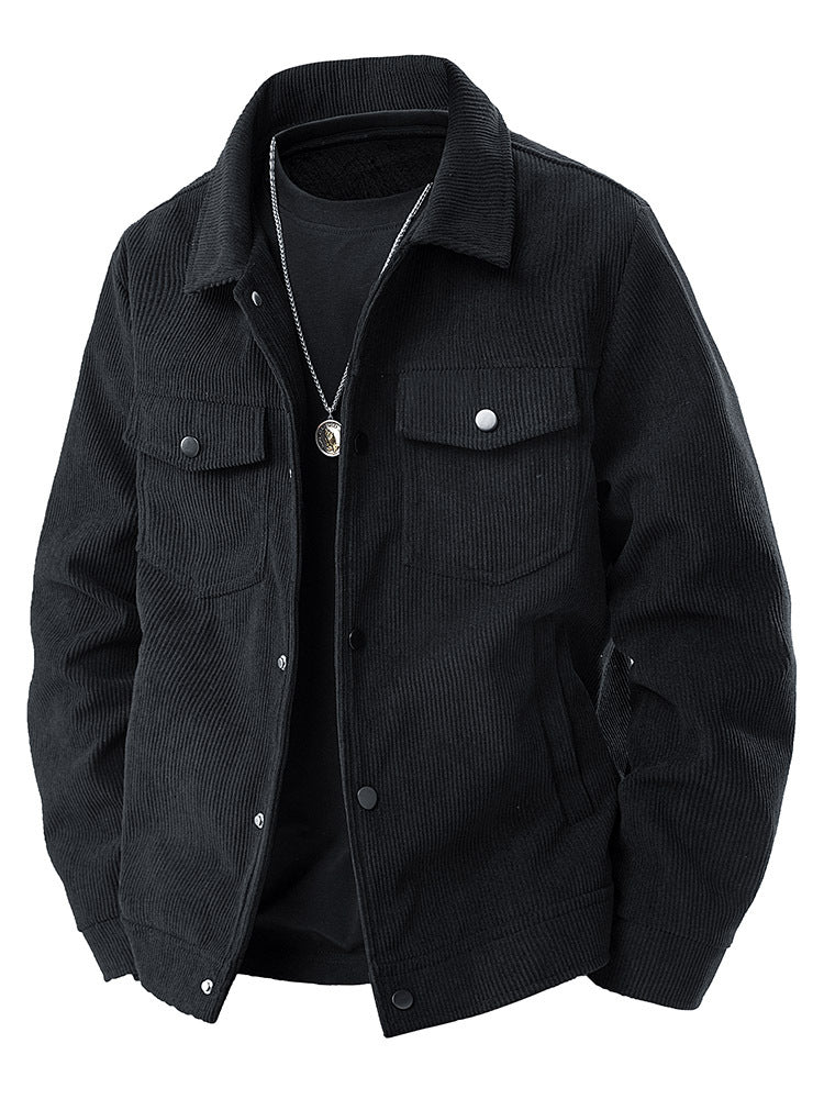 Men’s Corduroy Cargo Lapel Casual Jacket
