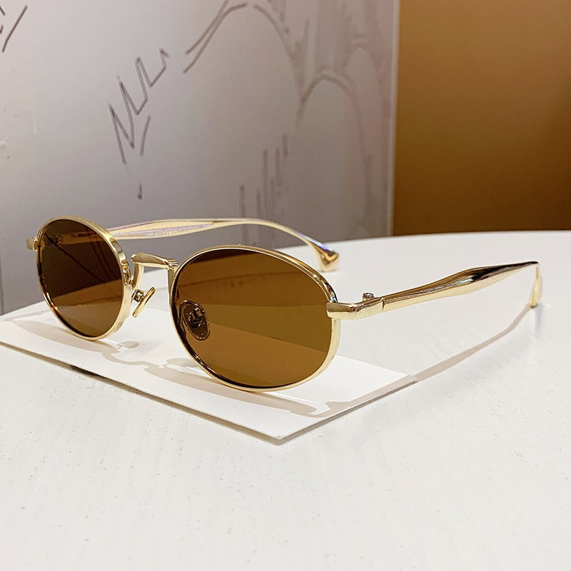 Oval Metal Frame Fashion Sunglasses