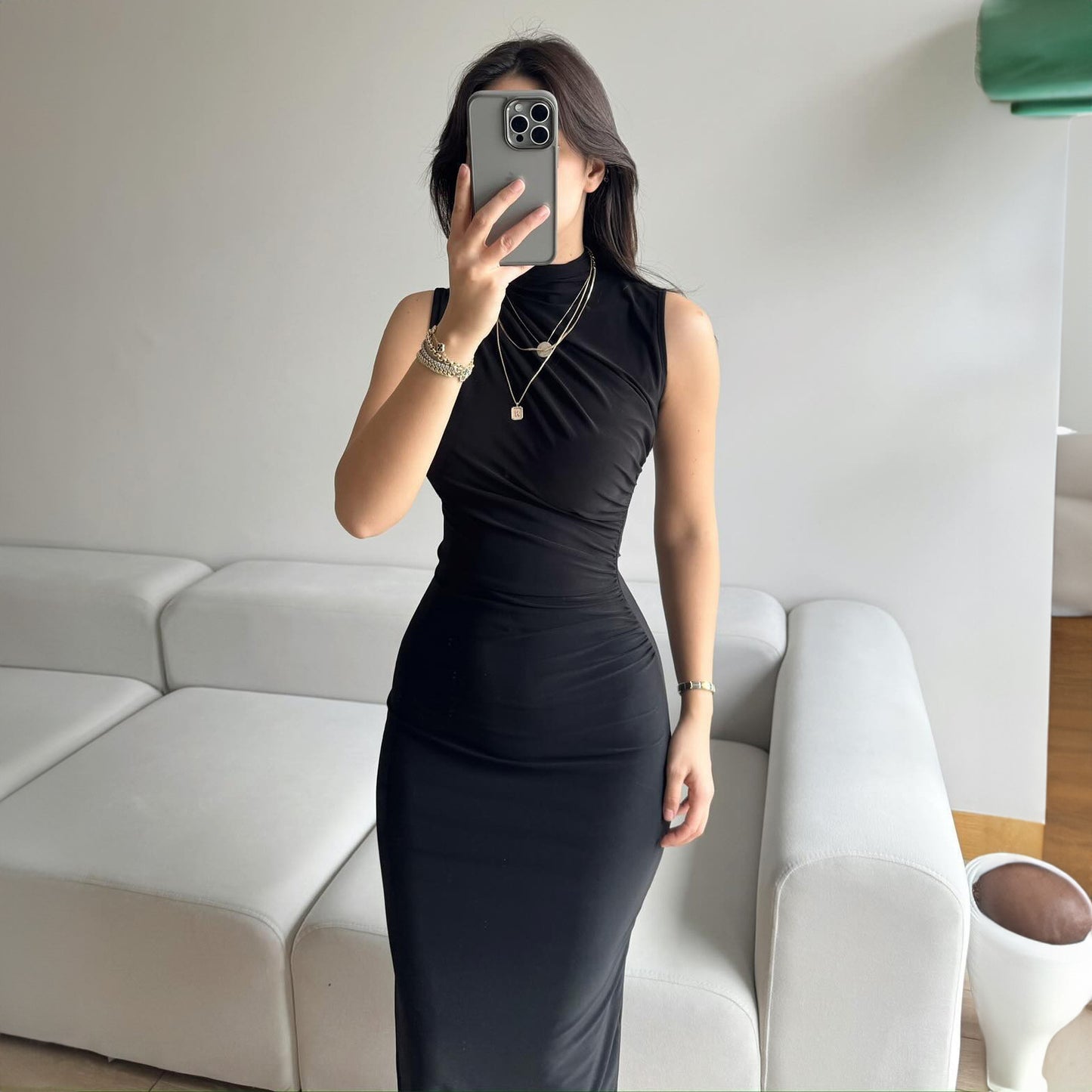 Women’s High-Waist Sleeveless Slit Maxi Dress