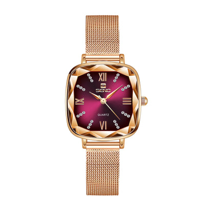 Women’s Square Dial Steel Band Quartz Watch