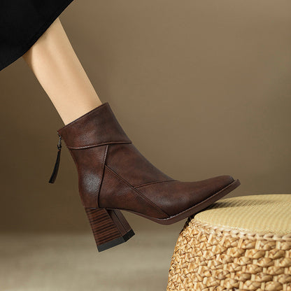 Women’s British Style Chunky Heel Martin Boots