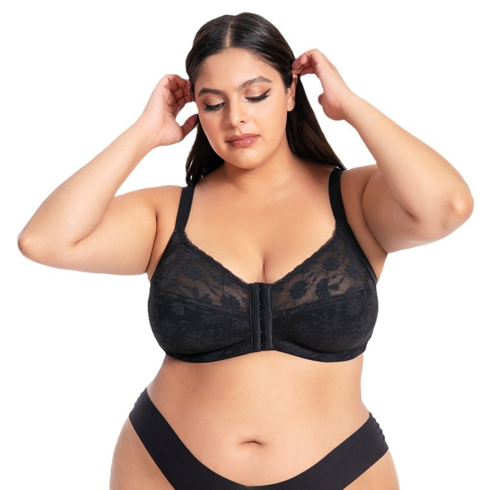 Women’s Plus-Size Wireless Lace Front-Closure Bra
