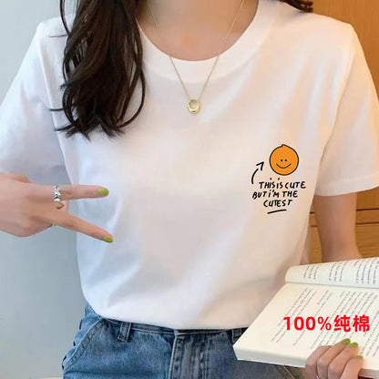 Women’s Pure Cotton Loose-Fit Crew Neck T-Shirt