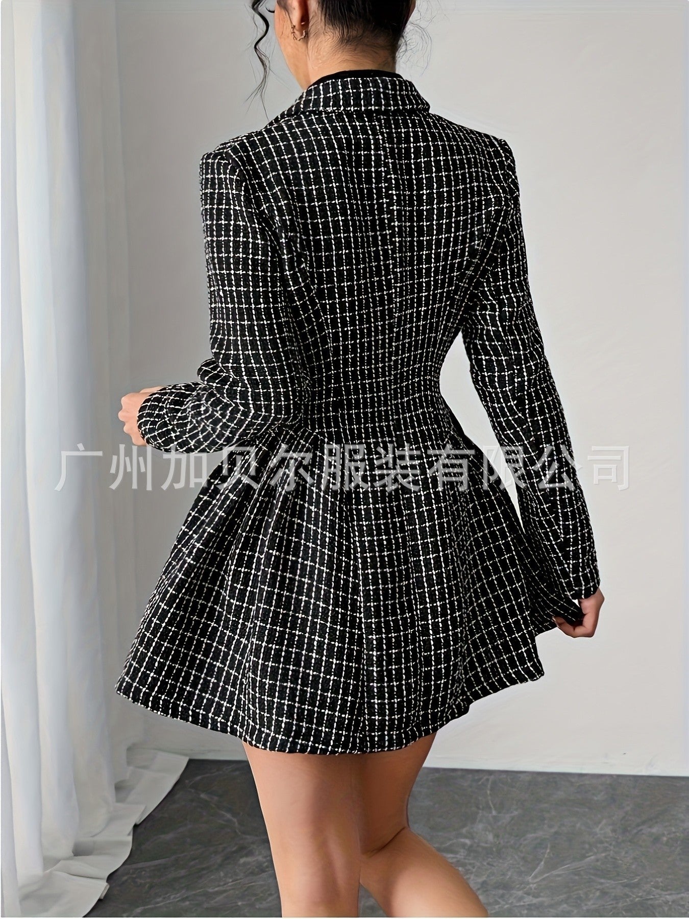 Women’s Chanel Style Wool Double-Breasted Jacket Dress