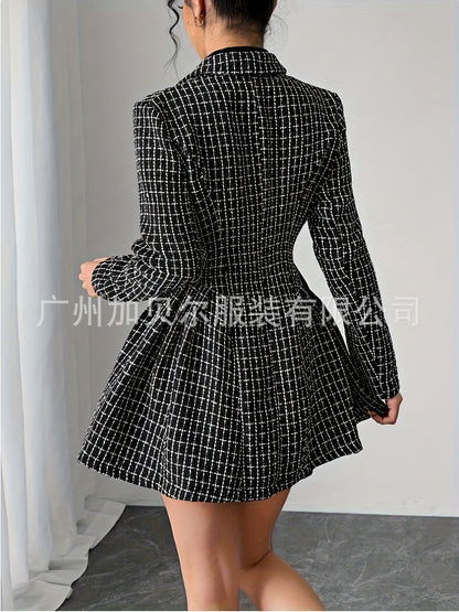 Women’s Chanel Style Wool Double-Breasted Jacket Dress