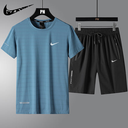 Men’s Ice Silk Quick-Dry T-Shirt & Shorts Set