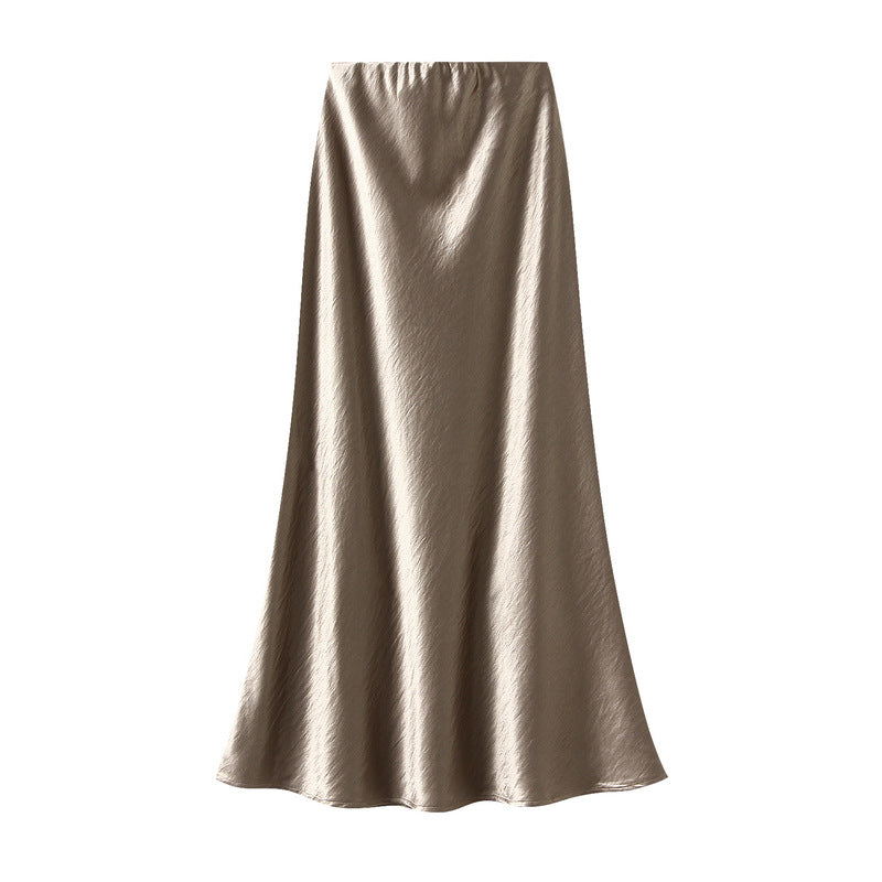 Women’s Pleated Satin Fishtail Maxi Skirt