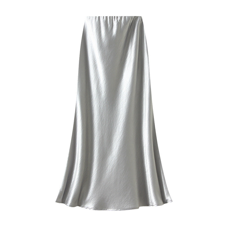 Women’s Pleated Satin Fishtail Maxi Skirt