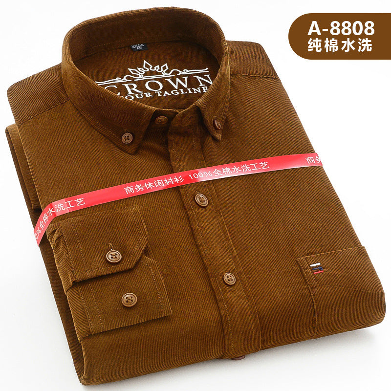 Men’s 100% Cotton Corduroy Long Sleeve Shirt