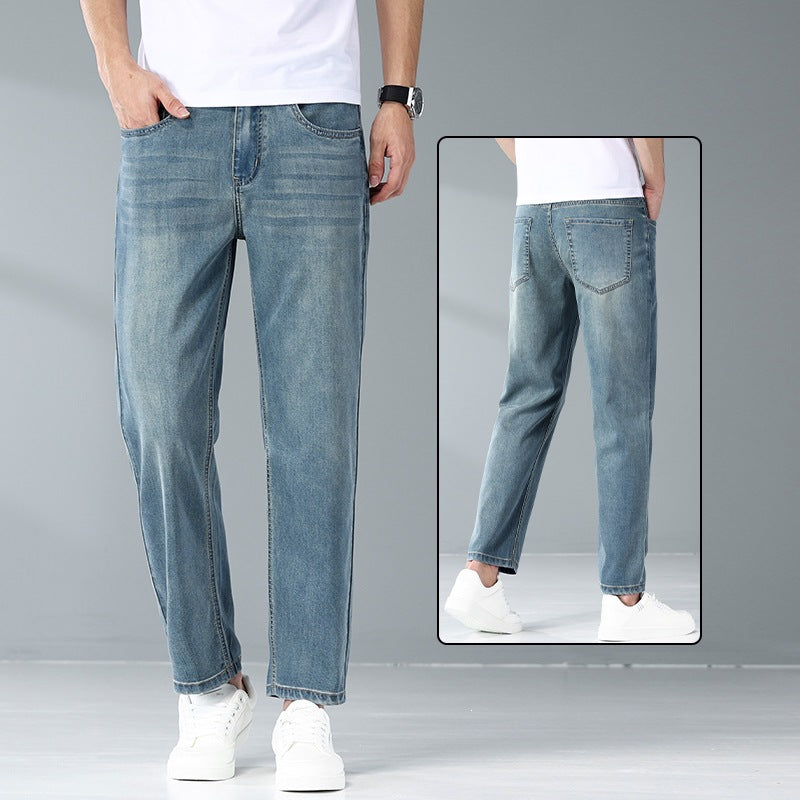 Men’s Lyocell Tencel Cropped Straight Jeans