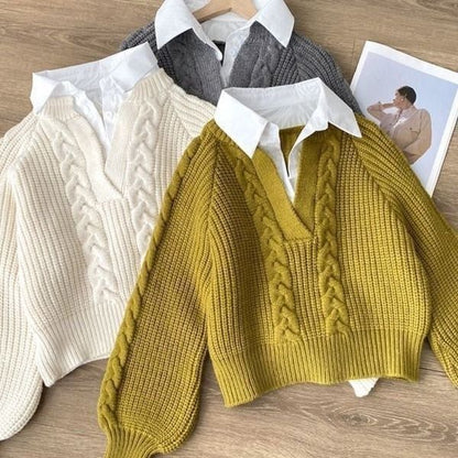 Women’s Two-Piece Style Cable Knit Sweater
