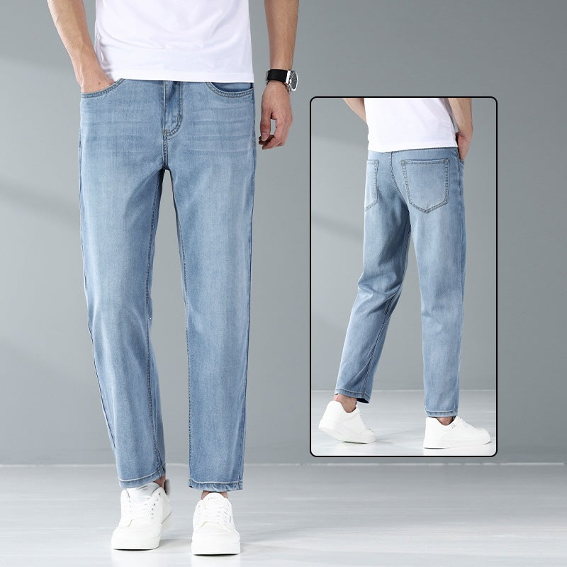 Men’s Lyocell Tencel Cropped Straight Jeans
