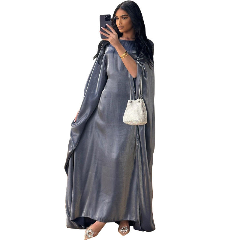 Women’s Satin Waist Tie Modest Dress