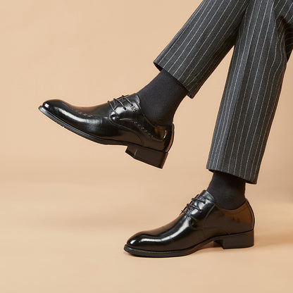 Men’s Genuine Leather Pointed Toe Derby Shoes