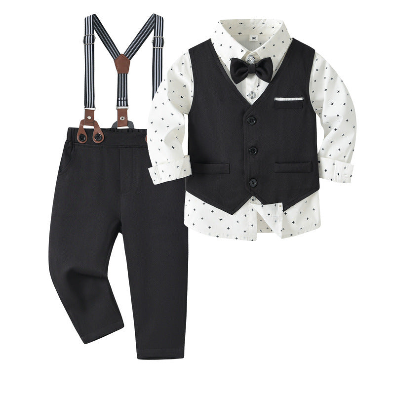 Boys’ Spring & Autumn Shirt Vest Pants Set