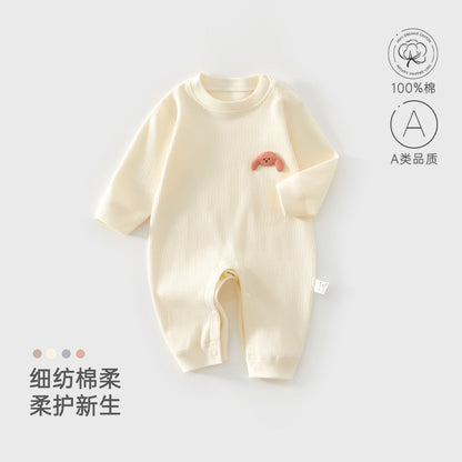 Newborn Cotton Long Sleeve Button Romper