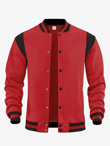 Men’s Stand Collar Fleece Baseball Jacket