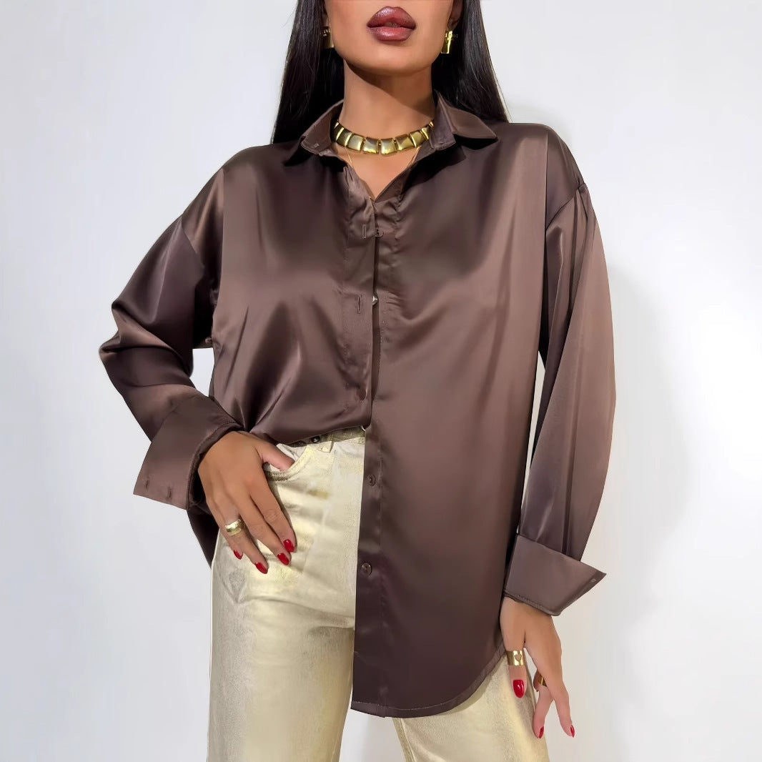 Women’s Satin Elegant Long Sleeve Shirt
